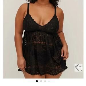 Torrid Curvy 3 3X Black Lacy Babydoll Nightie Lingerie Piece NWOT Plus Size